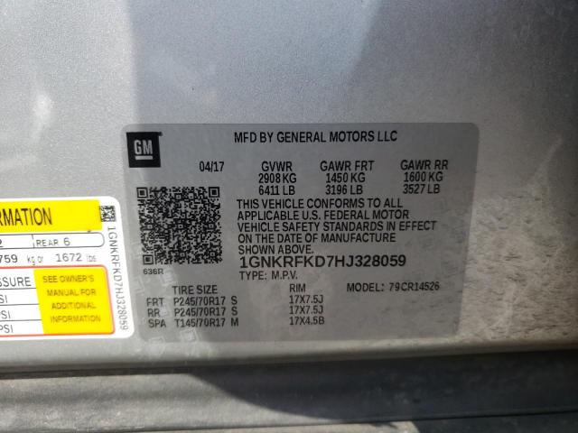 Photo 10 from auction – 2017 CHEVROLET TRAVERSE L with VIN 1GNKRFKD7HJ328059