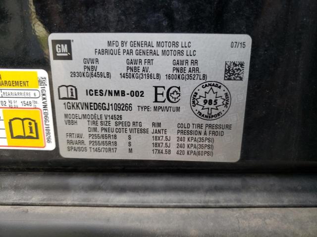 Photo 10 from auction – 2016 GMC ACADIA SLE with VIN 1GKKVNED6GJ109266