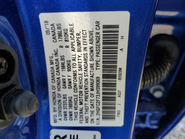 Photo 10 from auction – 2018 HONDA CIVIC EX with VIN 2HGFC2F73JH599069