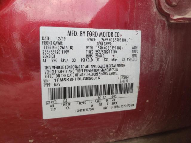 Photo 10 from auction – 2020 FORD EXPLORER L with VIN 1FMSK8FH9LGB50016