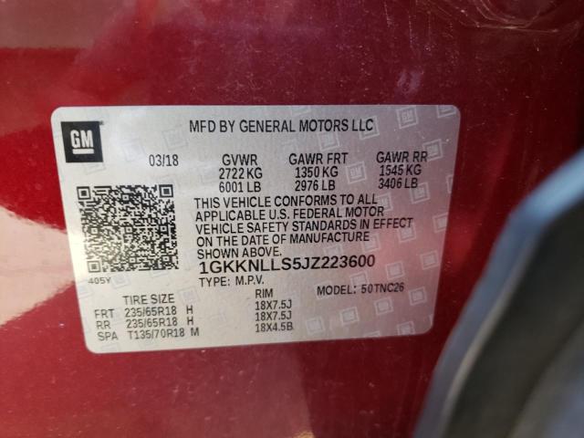Photo 10 from auction – 2018 GMC ACADIA SLE with VIN 1GKKNLLS5JZ223600