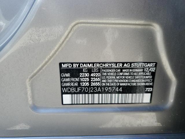 Photo 10 from auction – 2003 MERCEDES-BENZ E 500 with VIN WDBUF70J23A195744