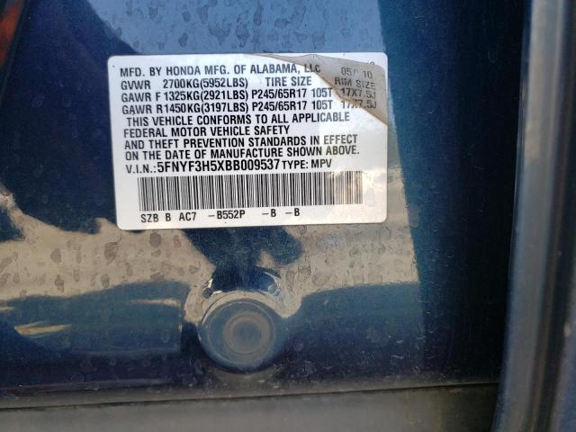 Photo 10 from auction – 2011 HONDA PILOT EXL with VIN 5FNYF3H5XBB009537