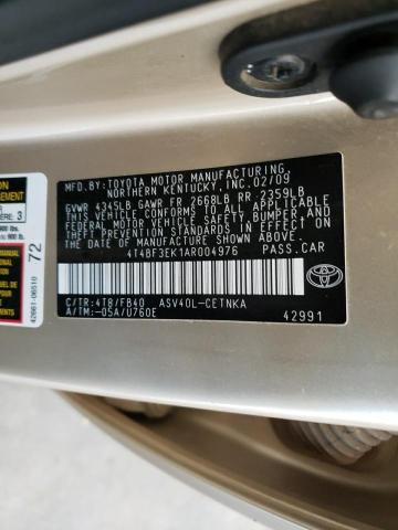 Photo 10 from auction – 2010 TOYOTA CAMRY BASE with VIN 4T4BF3EK1AR004976