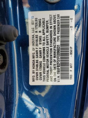 Photo 10 from auction – 2015 HONDA CIVIC LX with VIN 19XFB2F51FE096031