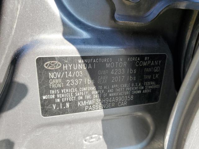 Photo 10 from auction – 2004 HYUNDAI SONATA GLS with VIN KMHWF35H94A990358