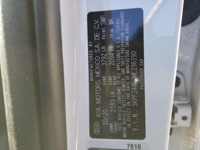 Photo 10 from auction – 2021 KIA FORTE FE with VIN 3KPF24AD3ME296190