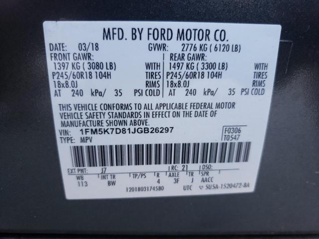 Photo 10 from auction – 2018 FORD EXPLORER X with VIN 1FM5K7D81JGB26297