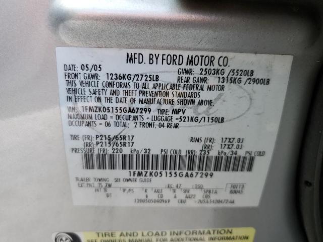 Photo 10 from auction – 2005 FORD FREESTYLE with VIN 1FMZK05155GA67299
