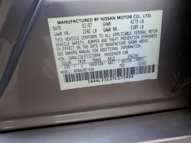 Photo 10 from auction – 2007 NISSAN ALTIMA 2.5 with VIN 1N4AL21E37C173494