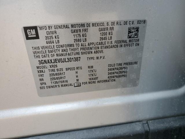 Photo 10 from auction – 2018 CHEVROLET EQUINOX LT with VIN 3GNAXJEV0JL301387