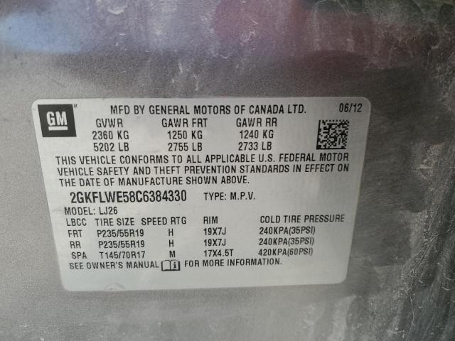 Photo 10 from auction – 2012 GMC TERRAIN SL with VIN 2GKFLWE58C6384330