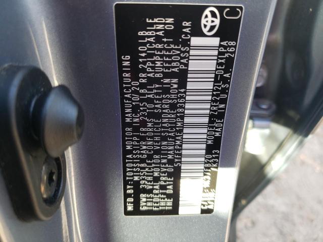 صورة رقم 10 من المزاد - 2021 TOYOTA COROLLA LE مع VIN 5YFEPMAE1MP183634