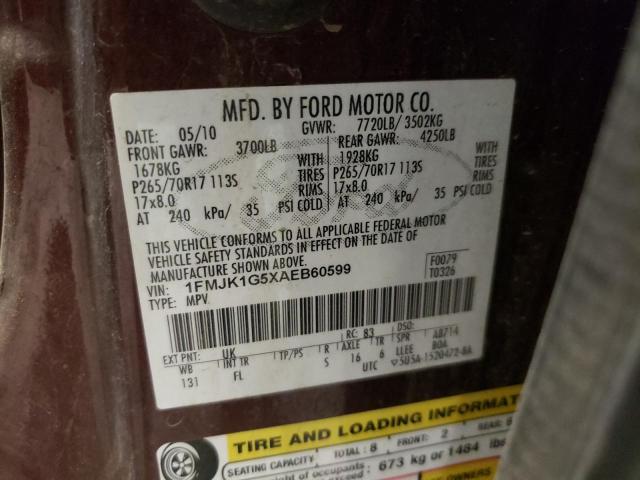Photo 10 from auction – 2010 FORD EXPEDITION with VIN 1FMJK1G5XAEB60599