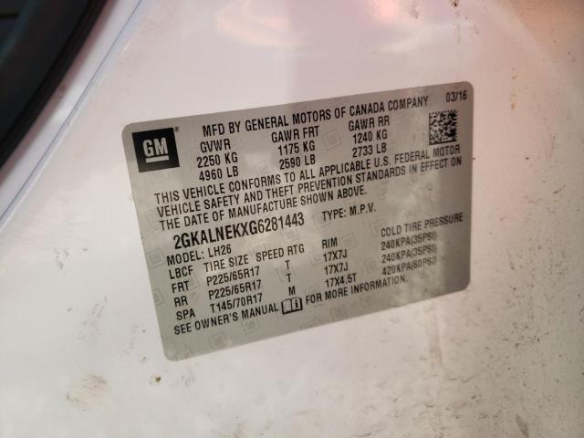 Photo 10 from auction – 2016 GMC TERRAIN with VIN 2GKALNEKXG6281443