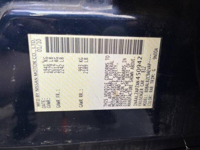 Photo 10 from auction – 2010 NISSAN ALTIMA BAS with VIN 1N4AL2AP2AN450942