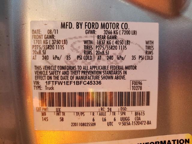 Photo 10 from auction – 2011 FORD F150 SUPER with VIN 1FTFW1EF1BFC45336