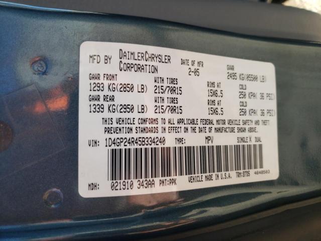 Photo 10 from auction – 2005 DODGE GRAND CARA with VIN 1D4GP24R45B334240
