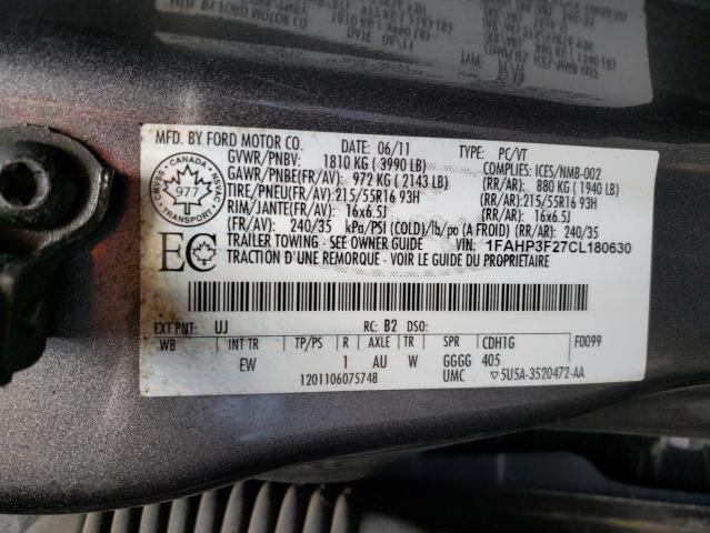 Photo 10 from auction – 2012 FORD FOCUS SE with VIN 1FAHP3F27CL180630