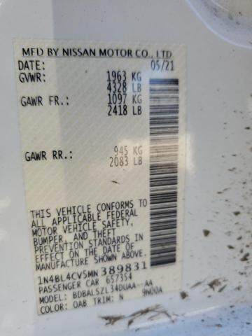 Photo 10 from auction – 2021 NISSAN ALTIMA SR with VIN 1N4BL4CV5MN389831