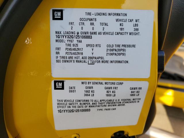 Photo 10 from auction – 2002 CHEVROLET CORVETTE with VIN 1G1YY32G125106883