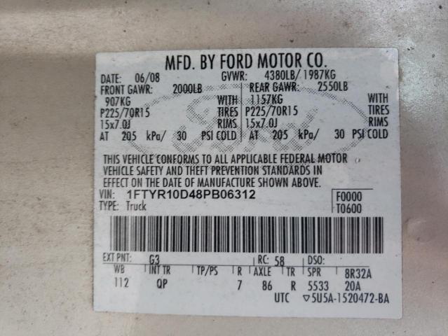 Photo 10 from auction – 2008 FORD RANGER with VIN 1FTYR10D48PB06312