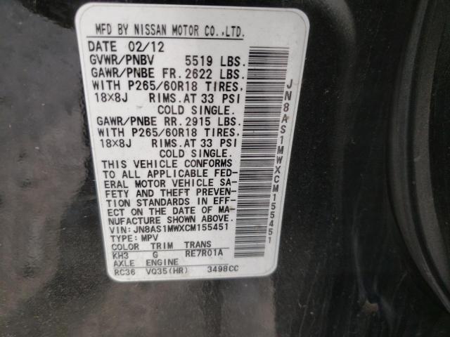 Photo 10 from auction – 2012 INFINITI FX35 with VIN JN8AS1MWXCM155451