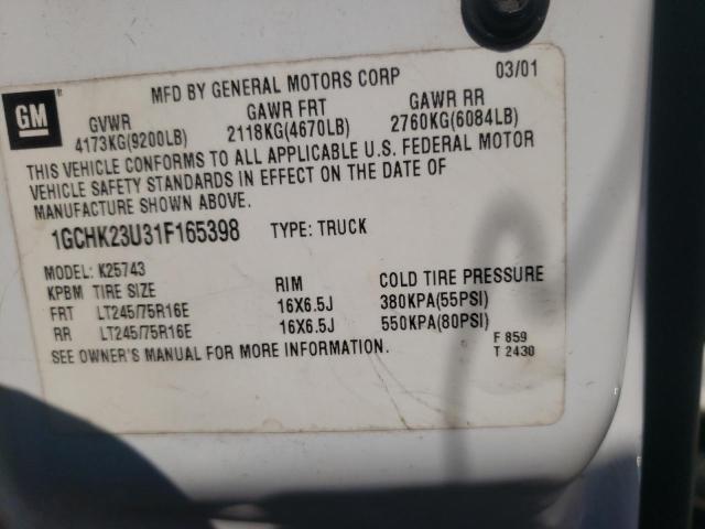 Photo 10 from auction – 2001 CHEVROLET SILVERADO with VIN 1GCHK23U31F165398