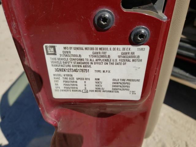 Photo 10 from auction – 2004 CHEVROLET AVALANCHE with VIN 3GNEK12T34G178751