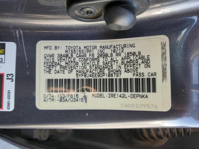 Photo 10 from auction – 2013 TOYOTA CORROLLA with VIN 5YFBU4EE9DP108797