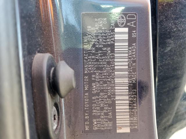 Photo 10 from auction – 2019 TOYOTA COROLLA L with VIN 2T1BURHE0KC140513