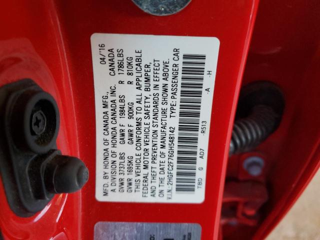 Photo 10 from auction – 2016 HONDA CIVIC EX with VIN 2HGFC2F76GH548142