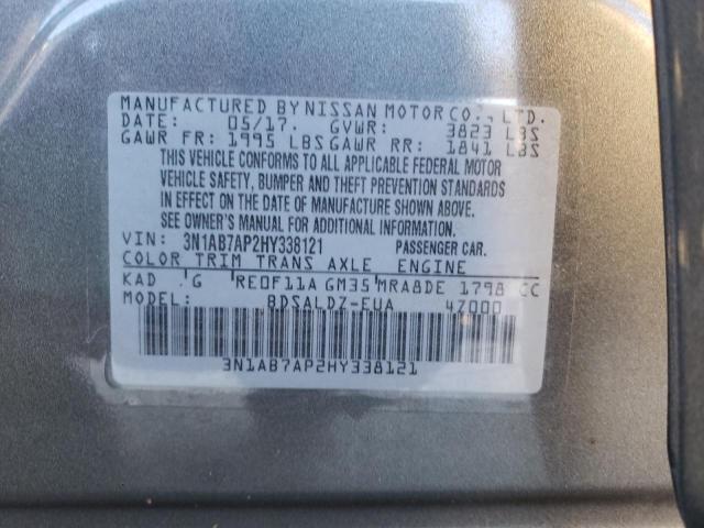 Photo 10 from auction – 2017 NISSAN SENTRA S with VIN 3N1AB7AP2HY338121