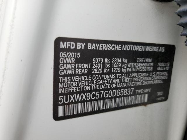 Photo 10 from auction – 2016 BMW X3 XDRIVE2 with VIN 5UXWX9C57G0D65837