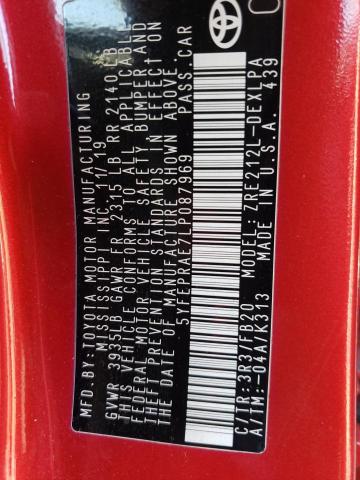 Photo 10 from auction – 2020 TOYOTA COROLLA LE with VIN 5YFEPRAE7LP087969