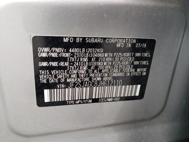 Photo 10 from auction – 2018 SUBARU FORESTER 2 with VIN JF2SJAGC8JH612110