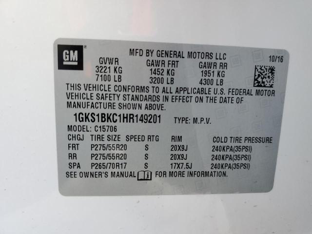 Photo 10 from auction – 2017 GMC YUKON SLT with VIN 1GKS1BKC1HR149201