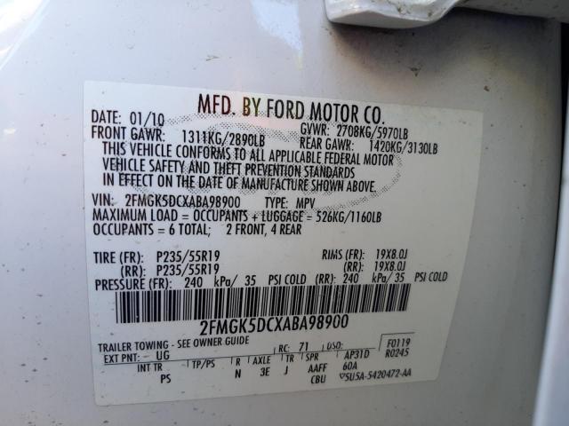 Photo 10 from auction – 2010 FORD FLEX LIMIT with VIN 2FMGK5DCXABA98900