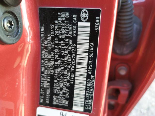 Foto 10 de la subasta – 2012 TOYOTA CAMRY BASE con VIN 4T4BF1FK2CR257276