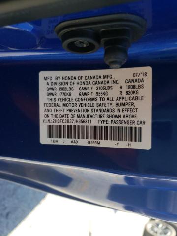 Photo 10 from auction – 2018 HONDA CIVIC EX with VIN 2HGFC3B37JH356311