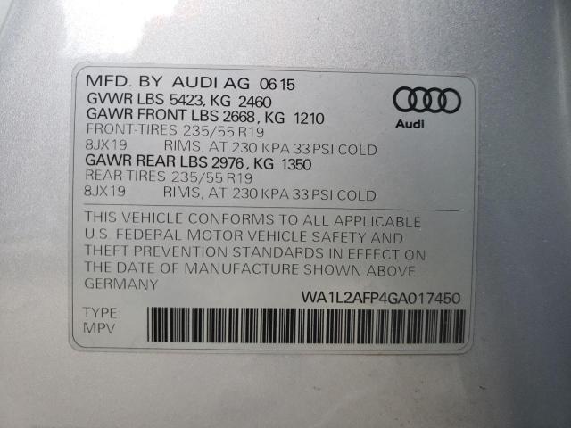 Photo 10 from auction – 2016 AUDI Q5 PREMIUM with VIN WA1L2AFP4GA017450