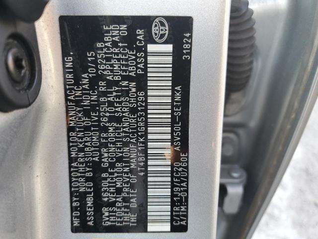 Photo 10 from auction – 2016 TOYOTA CAMRY LE with VIN 4T4BF1FK1GR531296