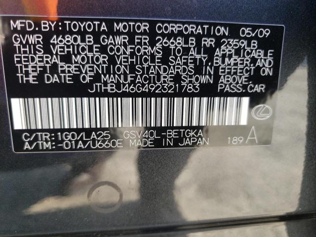 Фото 10 с аукциона – 2009 LEXUS ES 350 с VIN JTHBJ46G492321783