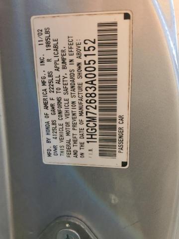 Photo 10 from auction – 2003 HONDA ACCORD EX with VIN 1HGCM72683A005152