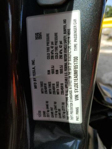 Photo 10 from auction – 2021 TESLA MODEL 3 with VIN 5YJ3E1EA0MF851700