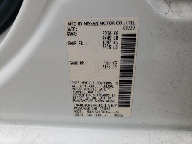Photo 10 from auction – 2021 NISSAN ALTIMA SR with VIN 1N4BL4CW2MN301567