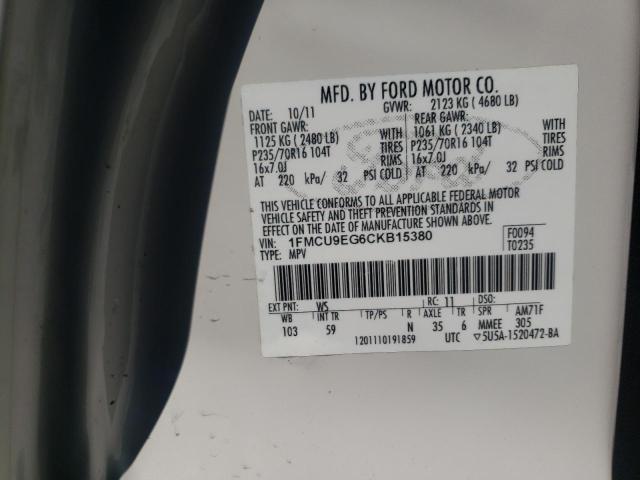 Photo 10 from auction – 2012 FORD ESCAPE LIM with VIN 1FMCU9EG6CKB15380