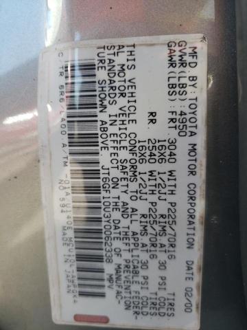Photo 10 from auction – 2000 LEXUS RX 300 with VIN JT6GF10U3Y0062338