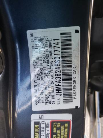 Photo 10 from auction – 2008 HONDA CIVIC with VIN JHMFA36248S017741