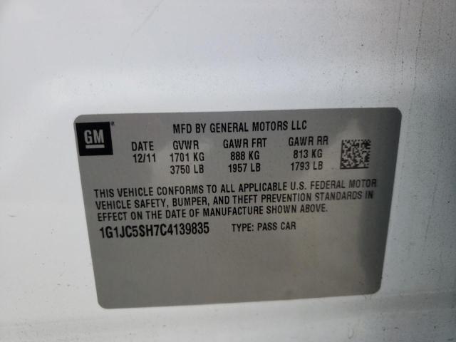 Photo 10 from auction – 2012 CHEVROLET SONIC LT with VIN 1G1JC5SH7C4139835